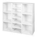 Regency Niche Cubo Storage Organizer Open Bookshelf Set- 6 Full Cubes/6 Half Cubes- White Wood Grain PC6F6HWH